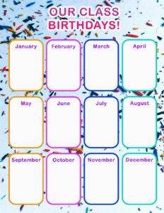 Class Birthday Calendar - Sparkles (24x36) | Birthdays Resource