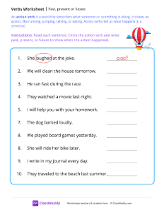 Past, present or future - Air | Grammar Worksheet