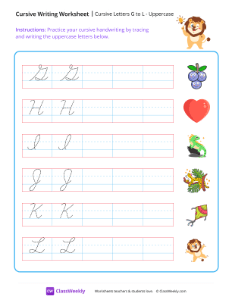 Cursive Letters G to L - Uppercase | Reading & Writing Worksheet