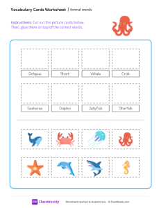 Animal words - Octopus | Reading & Writing Worksheet