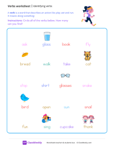 Identifying Verbs - Jog | Grammar Worksheet