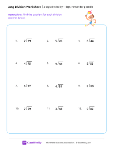 2-digit divided by 1-digit (remainder possible) - Olympics | Math Worksheet