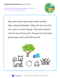 Read and color - Park | Reading & Writing Worksheet