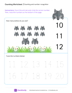 Counting and number recognition (12) - Wolf | Math Worksheet