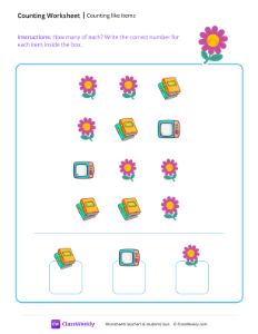 Counting like items - Flower | Math Worksheet