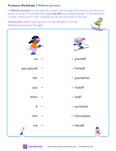 Reflexive pronouns - Ski | Grammar Worksheet