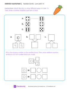 Number bonds (sums with 10) - Carrot | Math Worksheet