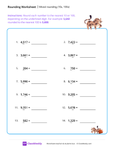 Mixed rounding (10s, 100s) - Cheetah | Math Worksheet