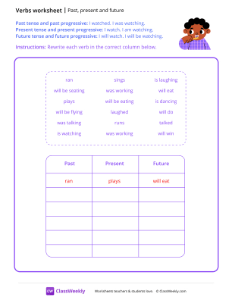 Past, Present and Future - Teeth | Grammar Worksheet