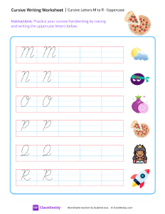 Cursive Letters M to R - Uppercase | Reading & Writing Worksheet