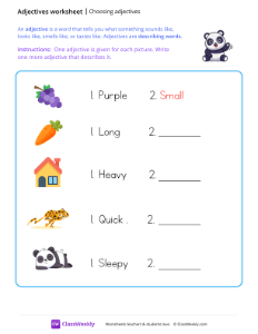 Choosing Adjectives - Panda | Grammar Worksheet