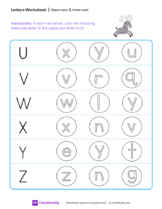 Uppercase & Lowercase (U-Z) - Goat | Reading & Writing Worksheet