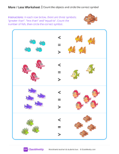 Count the Objects and Circle the Correct Symbol - Brown Fish | Math Worksheet