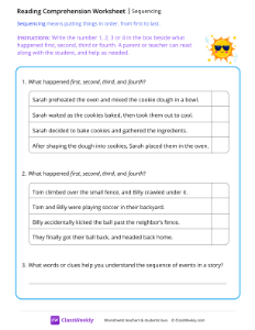 Sequencing - Sun | Reading & Writing Worksheet