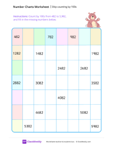 Skip counting by 100s - Bear | Math Worksheet