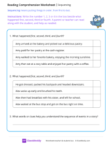 Sequencing - Owl | Reading & Writing Worksheet