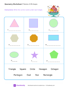 Names of 2D shapes - Sundae | Math Worksheet