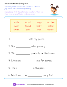 Using verbs - Jump | Grammar Worksheet