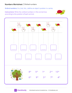 Ordinal Numbers - Turtle Race | Math Worksheet