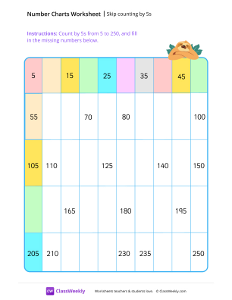 Skip counting by 5s - Sloth | Math Worksheet