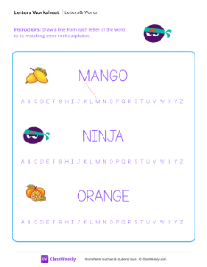 Letters & Words - Ninja | Reading & Writing Worksheet