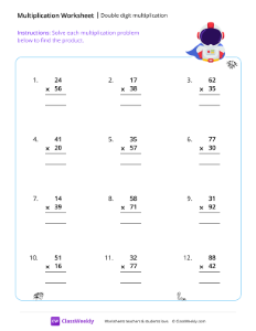 Double digit multiplication - Hero | Math Worksheet