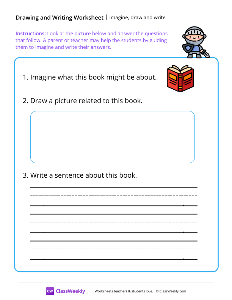 Imagine, draw and write - Knight | Reading & Writing Worksheet