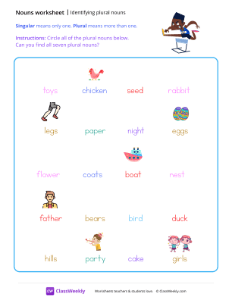 Identifying Plural Nouns - Hurdles | Grammar Worksheet