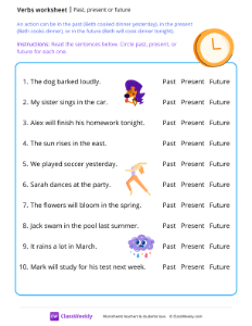 worksheet-Past,-present-or-future---Clock