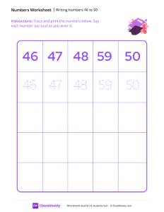 Writing numbers 46 to 50 - Graduate | Math Worksheet