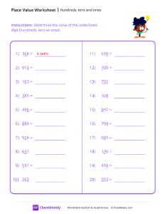 Hundreds, tens and ones - Idea | Math Worksheet