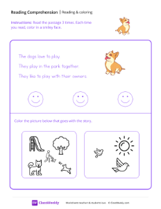 Read and Color - Happy Pup | Reading & Writing Worksheet