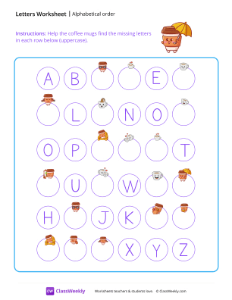 Alphabetical Order - Umbrella Cup | Reading & Writing Worksheet