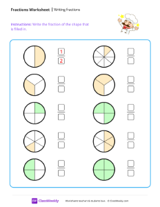 Writing fractions - Chef | Math Worksheet