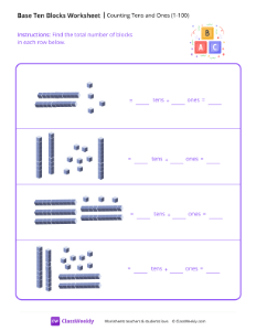 Counting Tens and Ones (1-100) - Confetti Blocks | Math Worksheet