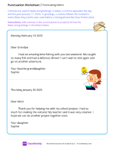 Punctuating letters - Envelope | Reading & Writing Worksheet