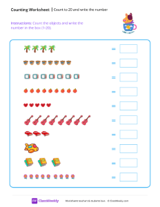 Counting Objects (1-20) - Pup Cup | Math Worksheet