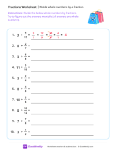 Divide Whole Numbers By a Fraction - Surprised Bags | Math Worksheet