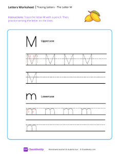 Tracing Letters - The Letter M | Reading & Writing Worksheet