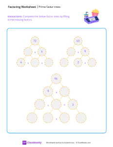 Prime Factor Trees - Old School | Math Worksheet