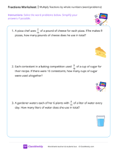 Multiply fractions by whole numbers - Bake | Math Worksheet