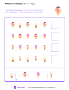 Patterns of objects - Ice Cream | Math Worksheet