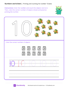 Count and Print (10) - Alien | Math Worksheet