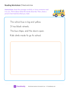 Read and draw - Bus | Reading & Writing Worksheet