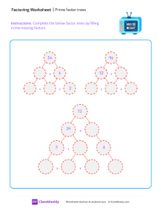 Prime Factor Trees - Blue TV | Math Worksheet