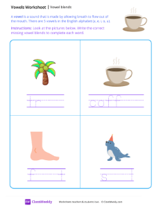 Vowel Blends - Coffee | Reading & Writing Worksheet