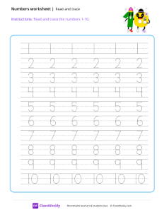 Read and trace the numbers (1-10) - Friends | Math Worksheet