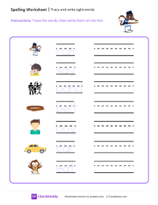 Trace and Write Sight Words - Run | Reading & Writing Worksheet