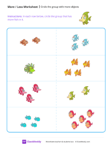 Circle the Group With More Objects - Green Fish | Math Worksheet