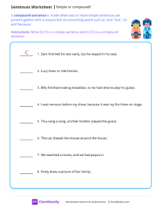 Simple or compound sentences - Dolls | Reading & Writing Worksheet